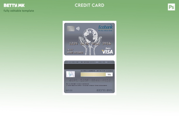 Модерен стил шаблон за дебитна картичка за виза банка на Конго Екобанк